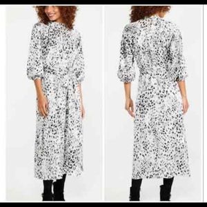 Snow leopard print Ann Taylor midi dress